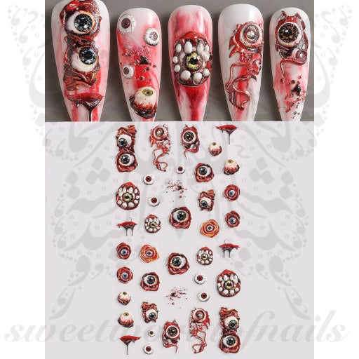 Halloween Scary Eyes Blood Eyeball Nail Art Stickers