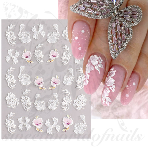5D Embossed Flower Nail Art Stickers
