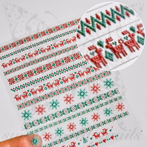 5D Reindeer Christmas Nail art Stickers