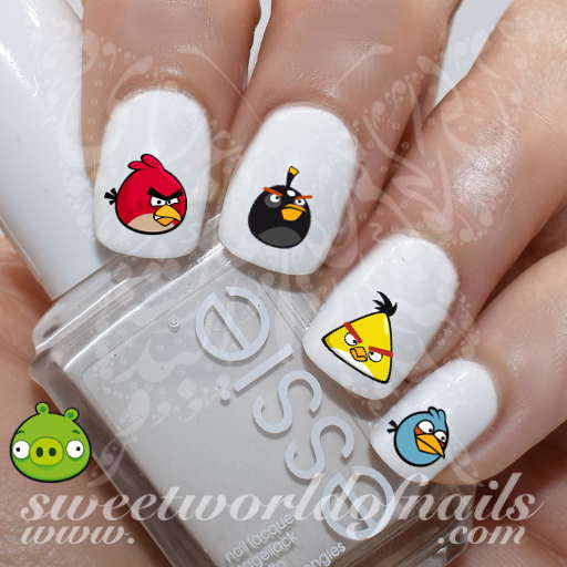 Angry Birds Nail Art Red Bomb Chuck the Blues Pig Nail Water Decals