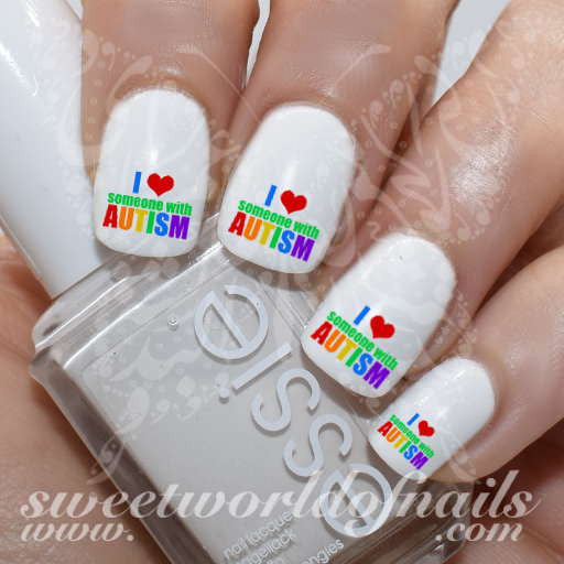 Autism Awareness Nail Art I love someone with Autism Nail Water Decals Slides