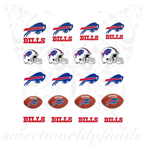 Buffalo Bills Nails NFL Football Water Decals