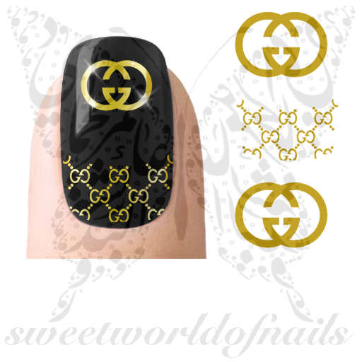 Gold Letter G Nail Art Water Decals