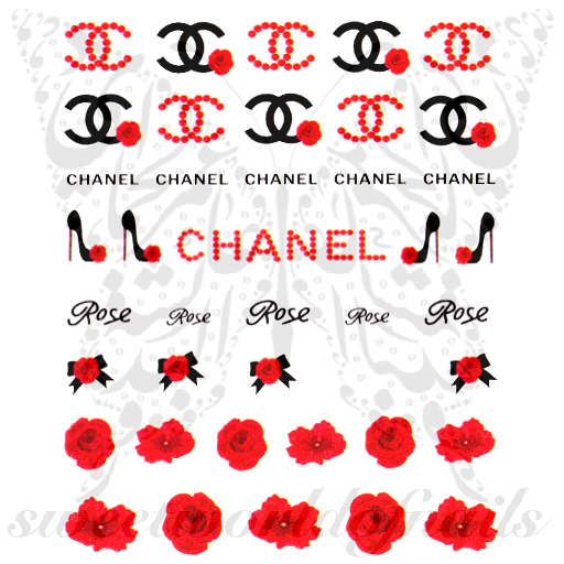 Red Flower Nail Art Water Decals C