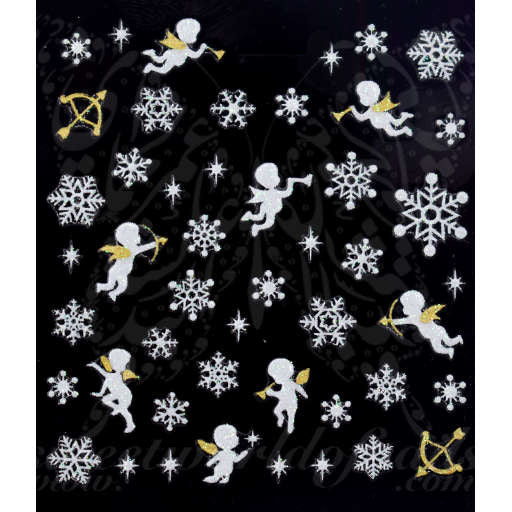 Christmas Nail Art Glittery Snowflakes Angels Christmas Nail Stickers