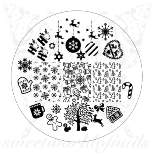 Christmas Nail Art Acrylic Stamping Plate Snowflakes and trees