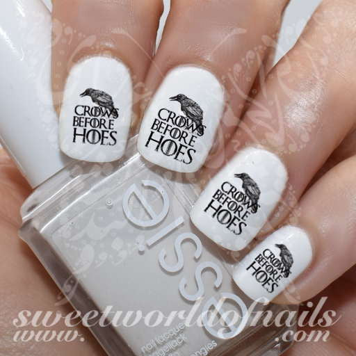 Game of Thrones Nail Art Crows Before Hoes Nail Water Decals