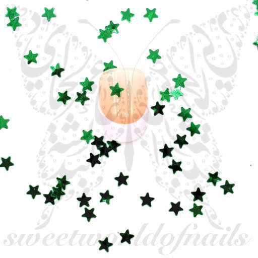3D Green Stars Nail Decoration