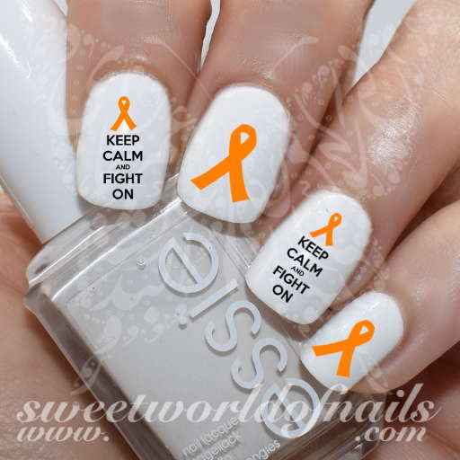 Leukemia Awareness Keep Calm and fight on Orange Ribbon Nail Art  Nail Water Decals Transfers Wraps