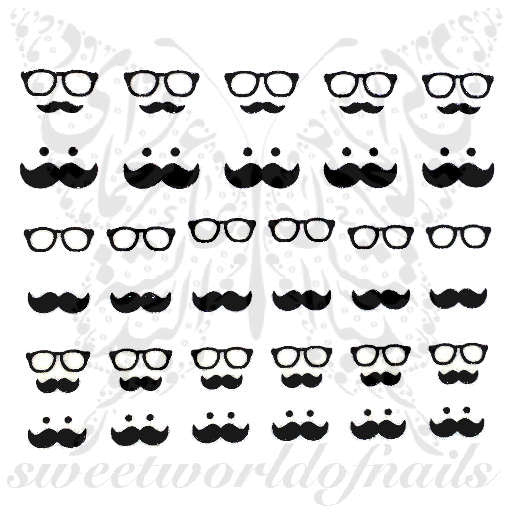 Mustache Nail Art Glasses Nail Stickers