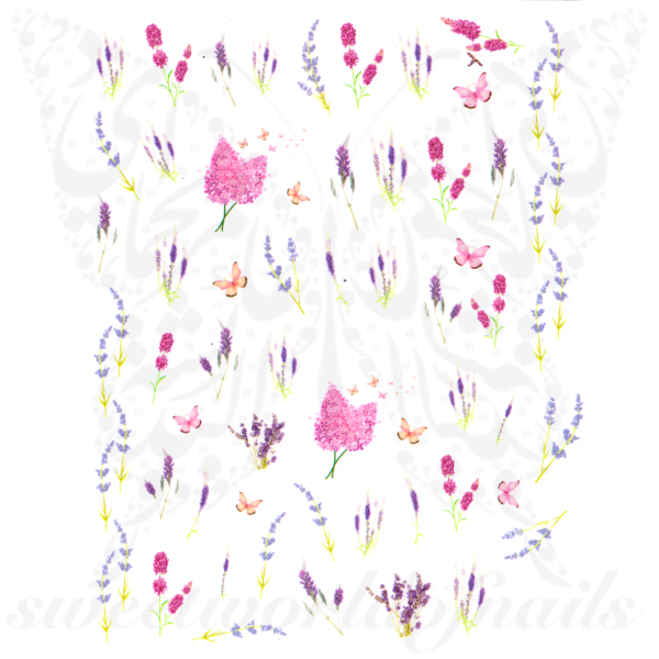 Spring Nail Art Lavender Flowers Nail Stickers