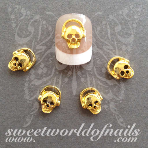 Skull Nail Art 3D Gold Metal Skulls Nail Charms Nail Decoration