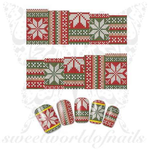 Sweater pattern Christmas nail art full wraps
