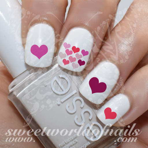 Valentine's Day Nail Art Hearts Nail Water Decals Water Slides