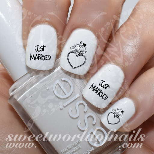 Wedding Nail Art Just Married Nail Water Decals Transfers Wraps