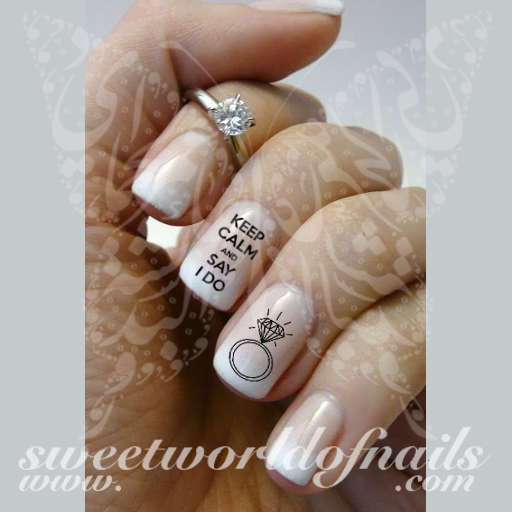 Wedding Nail Art Keep Calm and Say I do Bride Ring Nail Water Decals Water Slides