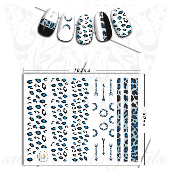 Blue Leopard Print Nail Art Stickers