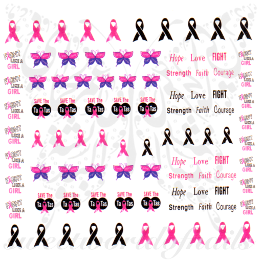 Breast Cancer Awareness Nail Art Pink Ribbon Hope Nail Water Decals