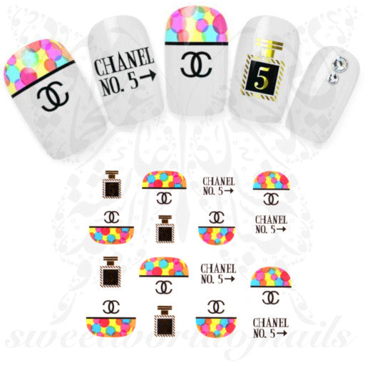 Colorful Gold Letter Nail Art Water Decals