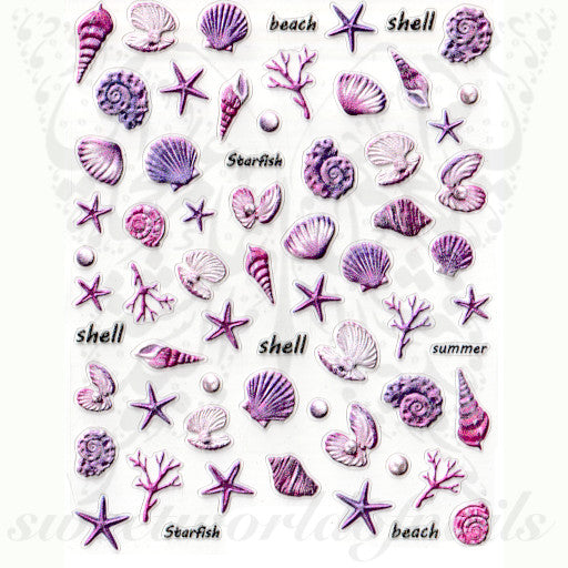 5D Embossed Shell Summer Stickers