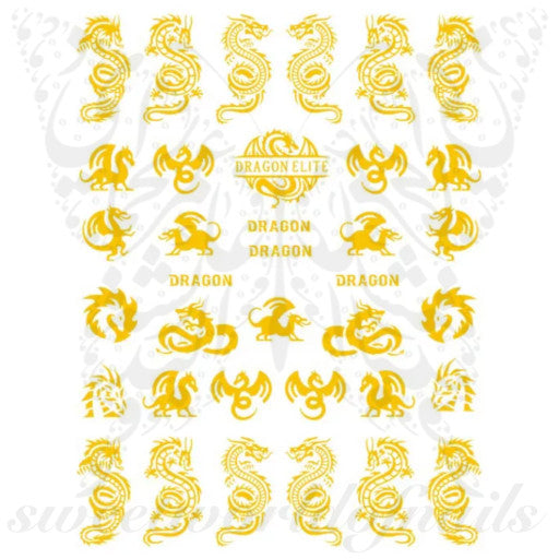 Gold Dragon Nail Art Nail Stickers