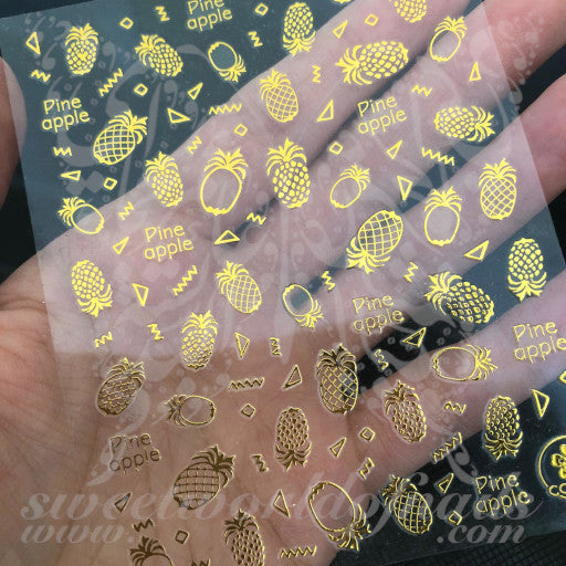Gold Pineapple Nail Stickers