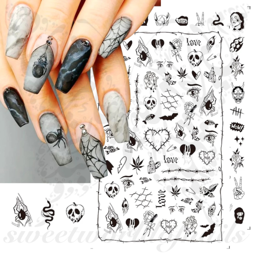 Halloween Nails Spider Scary Nail Stickers