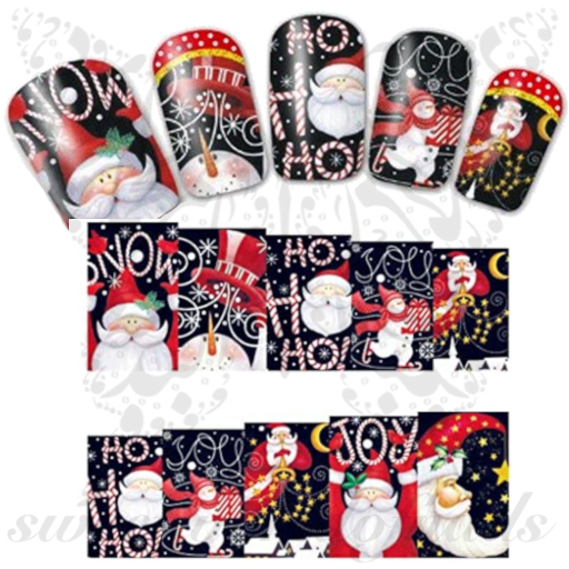 Christmas Nail Art Santa Ho Ho Ho Full Nail Wraps