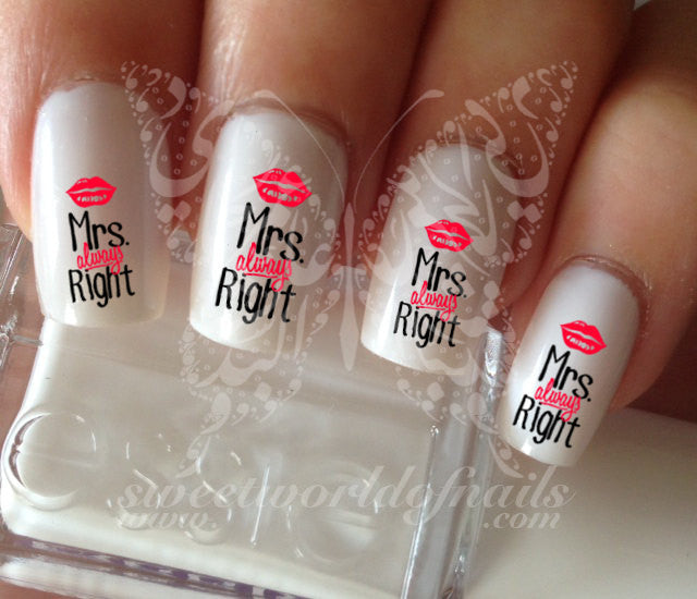 Mrs Always Rights Nail Art Nail water Decals Transfers Wraps