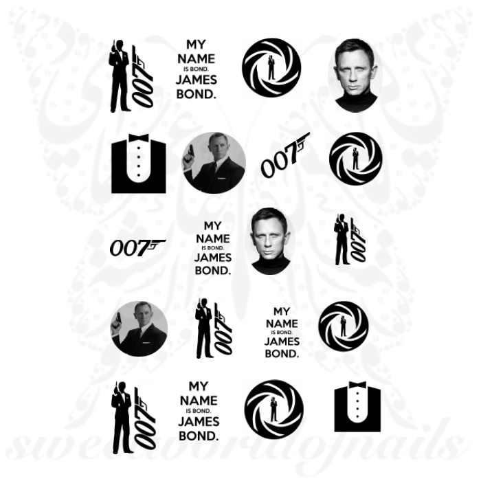 James Bond Nails 007 Daniel Craig Water Decals