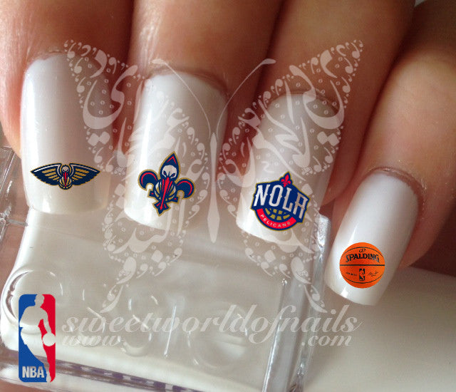 New Orleans Pelicans NBA Basketball Nail Art Water Decals Nail Transfers Wraps