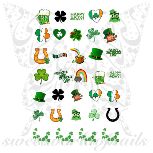Saint Patrick's Day Nail Art water decals collection