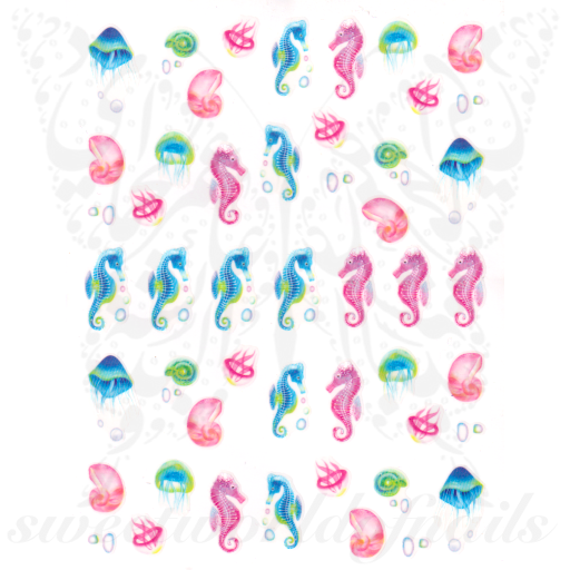 Seahorse Jellyfish Nail Art Stickers