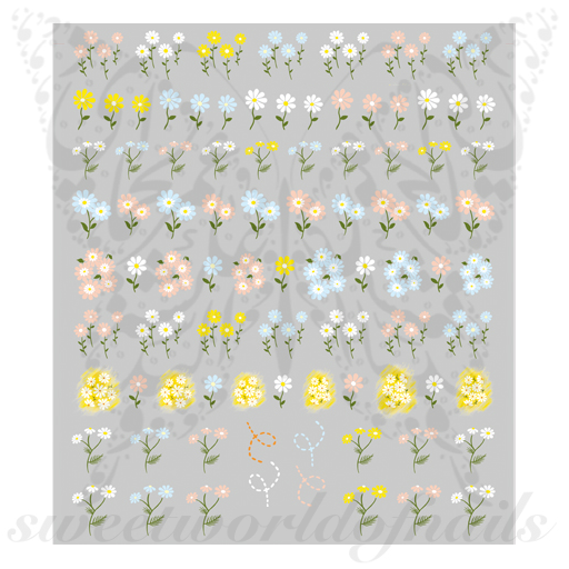 Colorful Flowers Nail Art Stickers