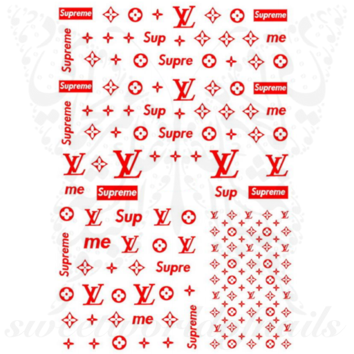 Red Supreme Nail Art Nail Stickers