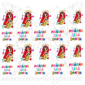 Karol G Nails Mañana Sera Bonito Nail Water Decals Mermaid