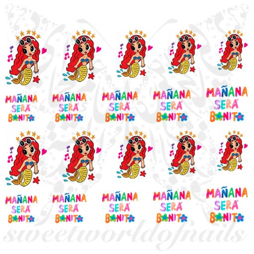 Karol G Nails Mañana Sera Bonito Nail Water Decals Mermaid