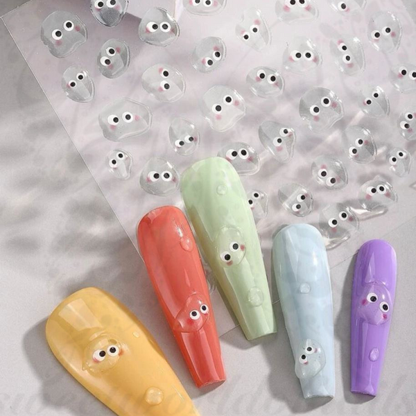 Cute Water Blob Drop cute Face Nail Art Stickers