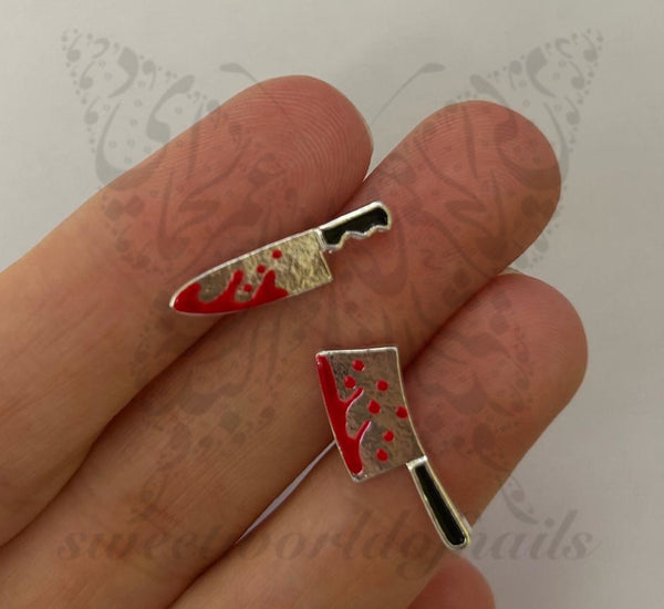 Halloween Nail Art 3d Bloody Knife Nail Charms Decoration / 2pcs