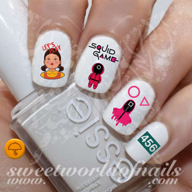 Squid Game Nail Art Water Decals