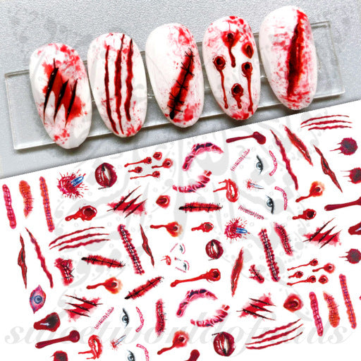 Halloween Nails Scars Blood Nail Art Stickers
