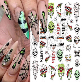 Halloween Scar green face Poison Nail Art Stickers
