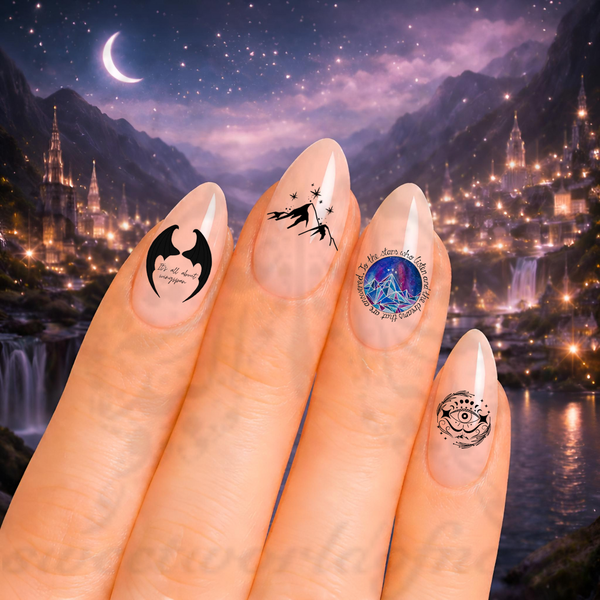 Acotar Nail Art, Velaris water decals, Night Court Nails