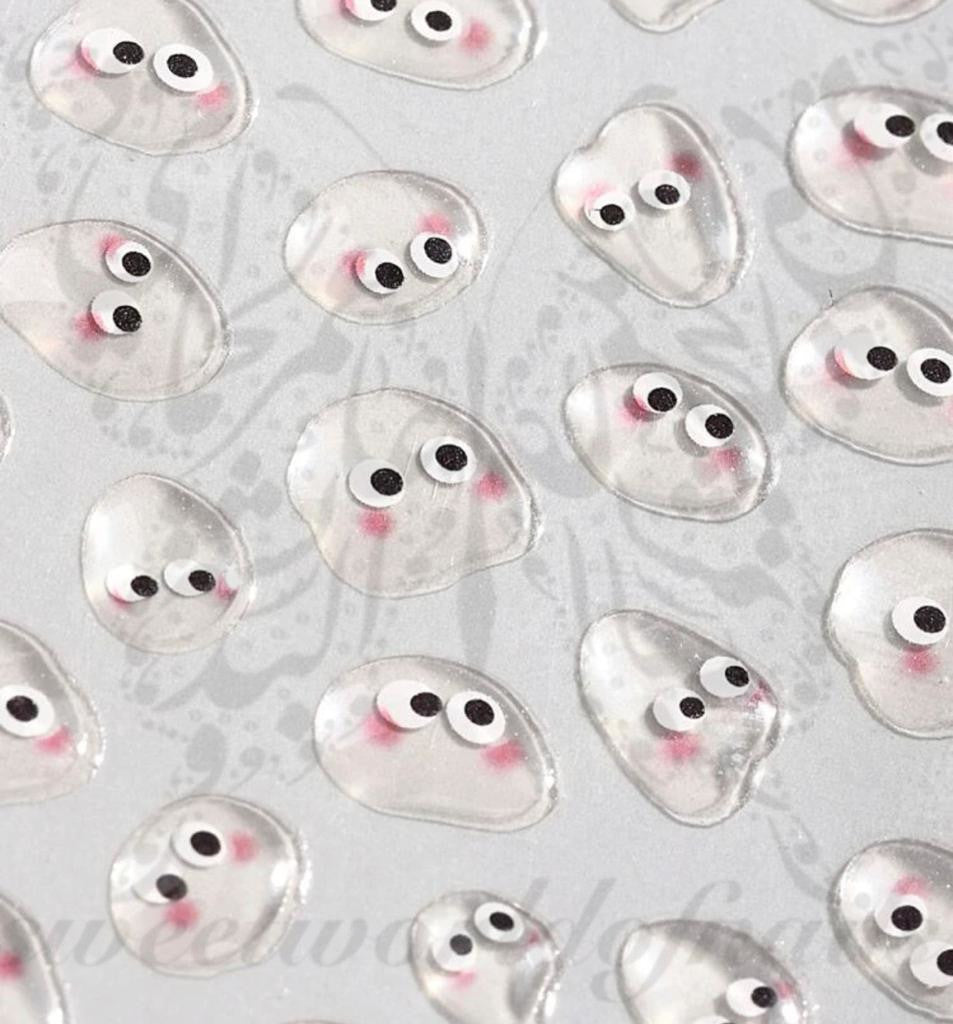 Cute Water Blob Drop cute Face Nail Art Stickers