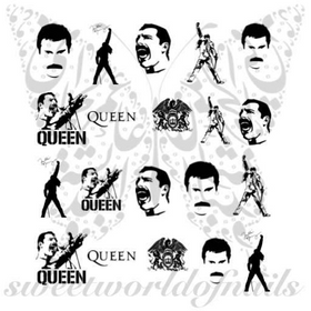 Freddie Mercury Nail Art Water Decals 