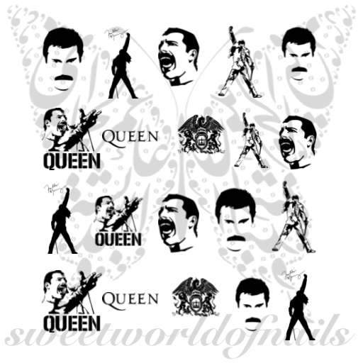 Freddie Mercury Nail Art Water Decals 
