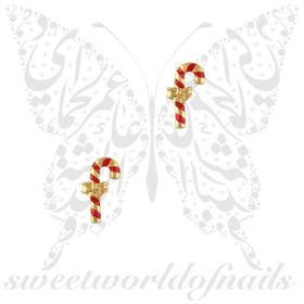 3D Christmas Nail Decoration Charms Candy Cane / 2pcs