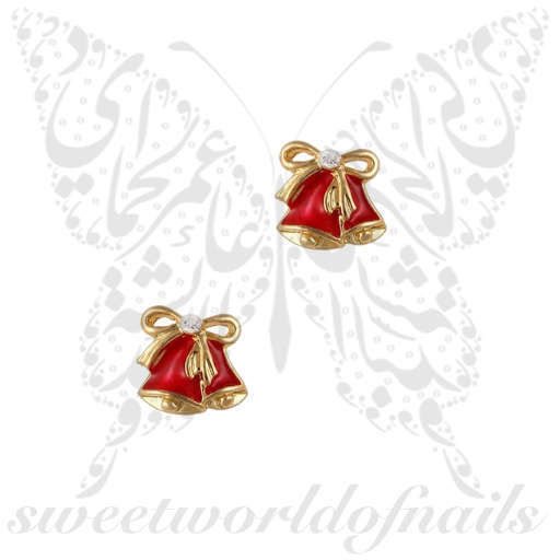 3D Christmas Nail Decoration Charms Red Bells / 2pcs