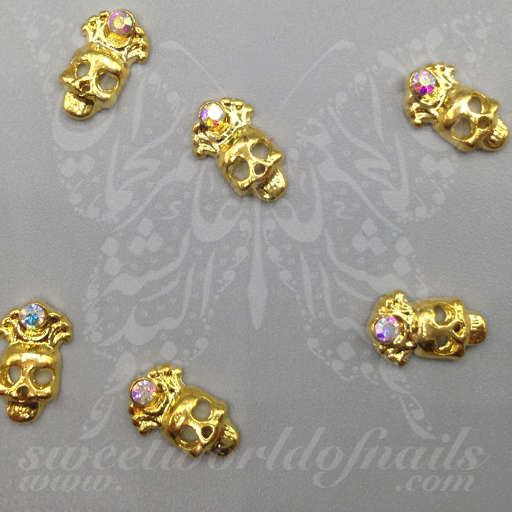 3D Gold Skull Nail Charms Halloween Decoration