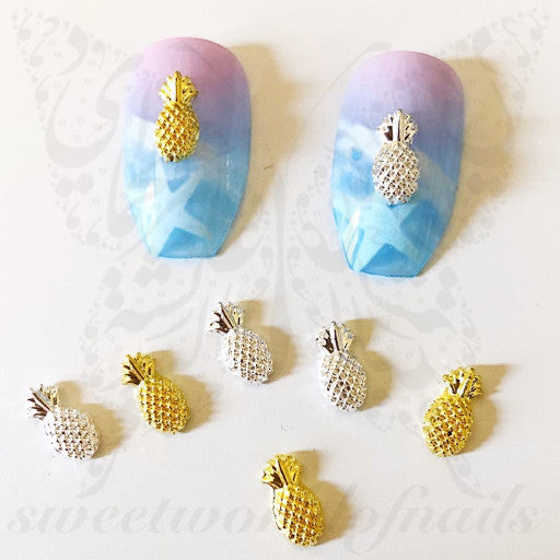 3D Summer Nail Art Gold Silver Pineapple Charms